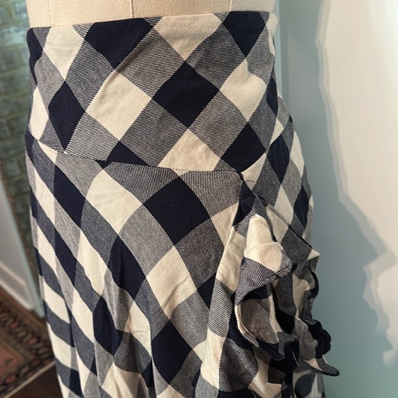 Lauren Ralph Lauren | buffalo plaid | asymmetrical | navy white | ruffle | skirt - Picture 8 of 16